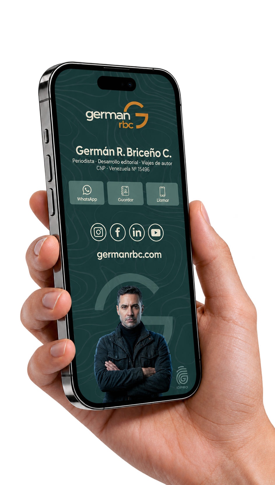 IDpro de Germán Briceño en un teléfono